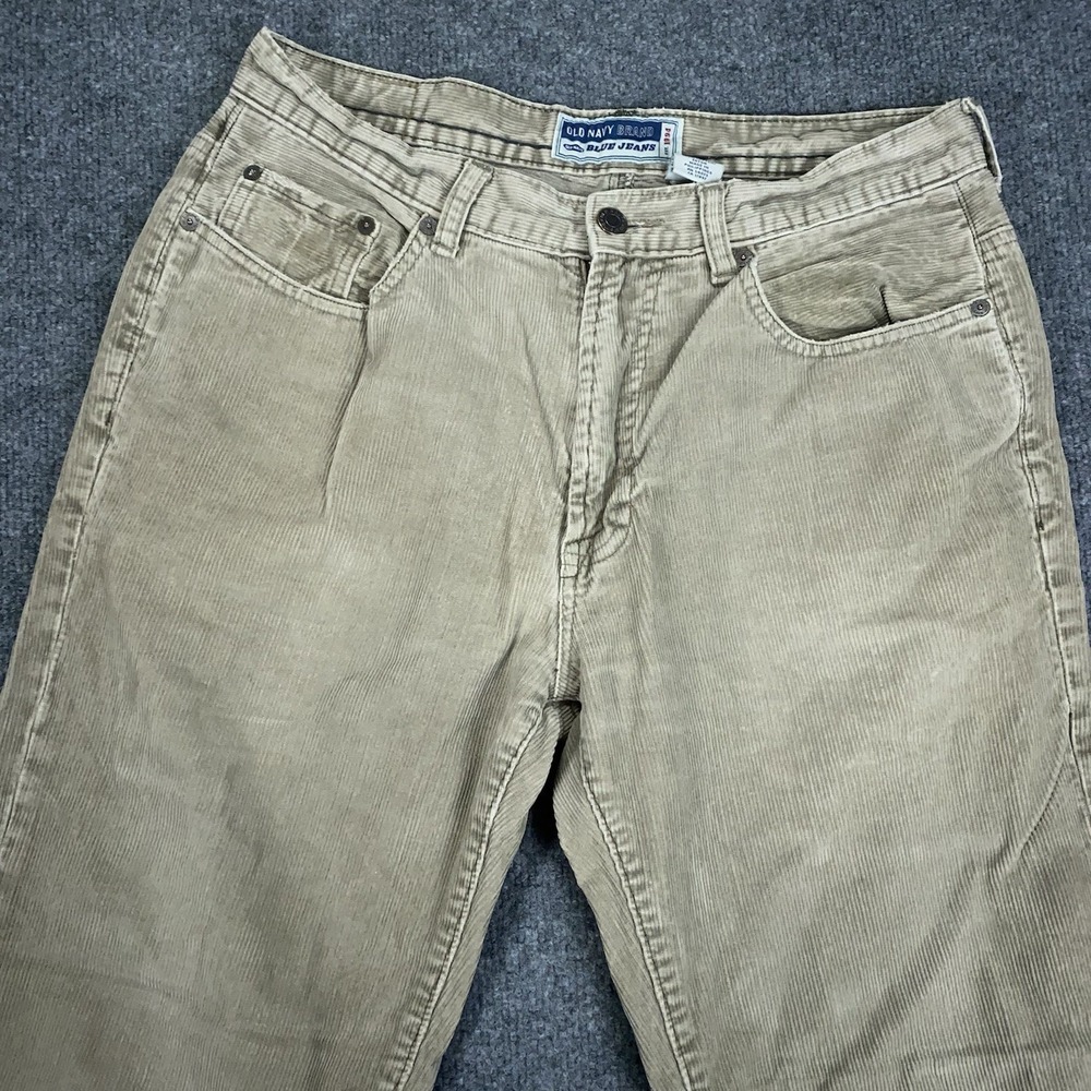 Old Navy Vintage Beige Corduroy Pants Loose Fit Mens 32x30 Cotton Straight Leg